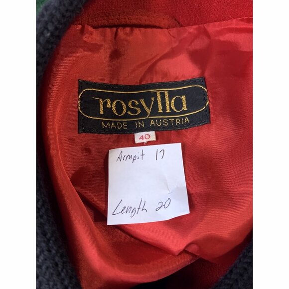 Rosylla Austria Womens Tyrol Black Wool Jacket Sz Medium Alpine Folk Cottagecore - Picture 2 of 10